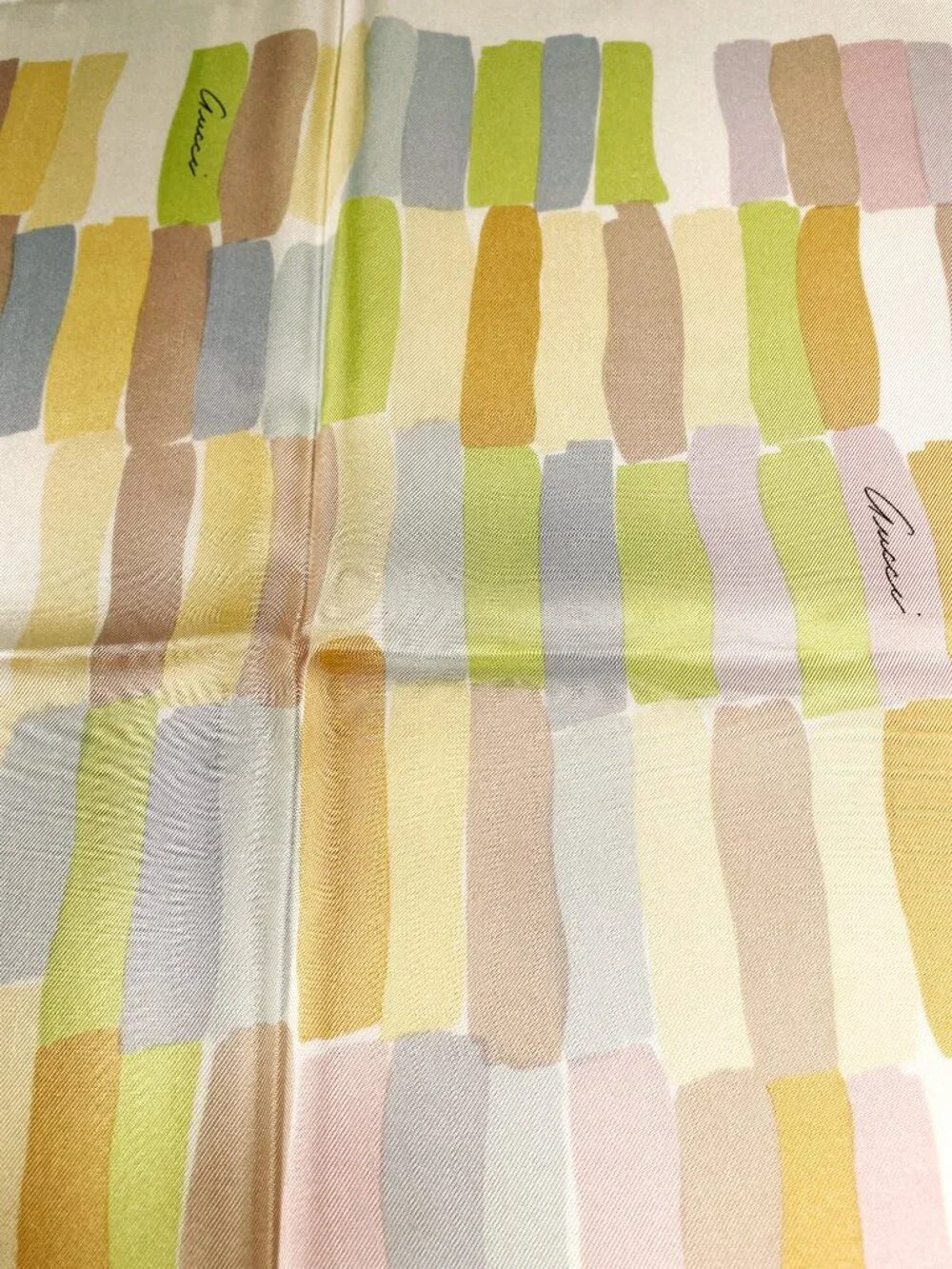 Vintage Gucci Silk Scarf 34” Painterly Stripe Italy Hand Rolled Hem - Picture 6 of 15